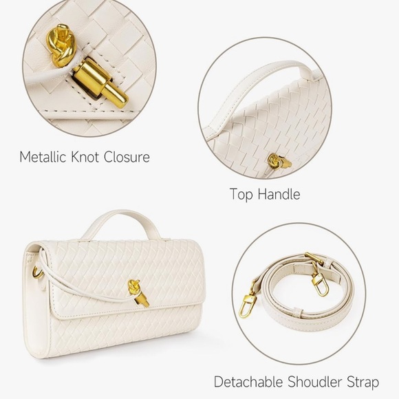 Few Moda - Chic Cream Woven Clutch and Crossbody Purse - Picture 6 of 6